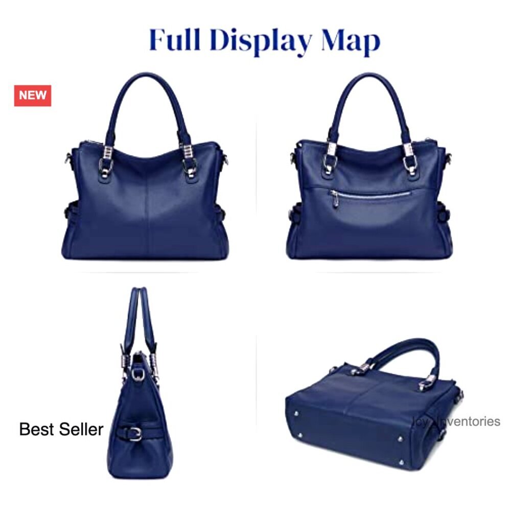 Genuine Leather Satchel Tote Crossbody Bag with Adjustable Strap - Picture 6 of 7